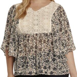 NWT Torrid Boho lace chiffon sheer floral flowy top